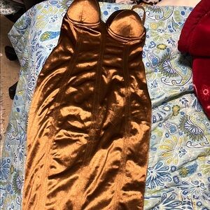 Elegant Gold Strapless Dress